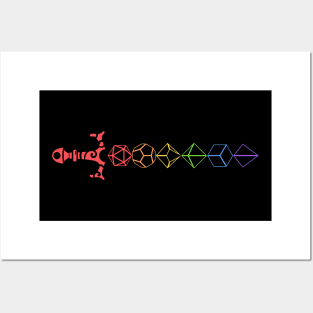 Rainbow Polyhedral Dice Sword Tabletop RPG Posters and Art